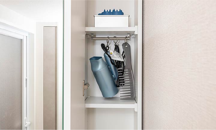 ドライヤーフック付き収納